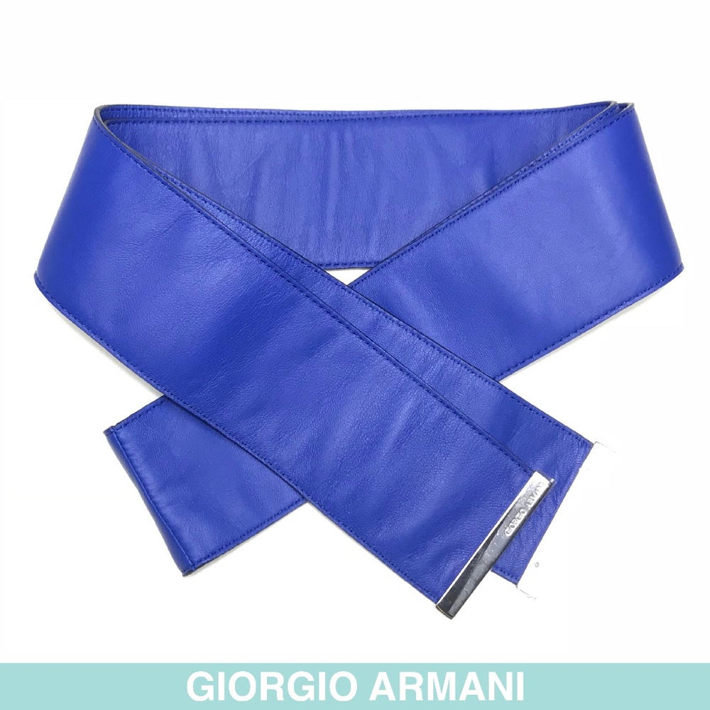 Auth Giorgio Armani turquoise leather wrap belt